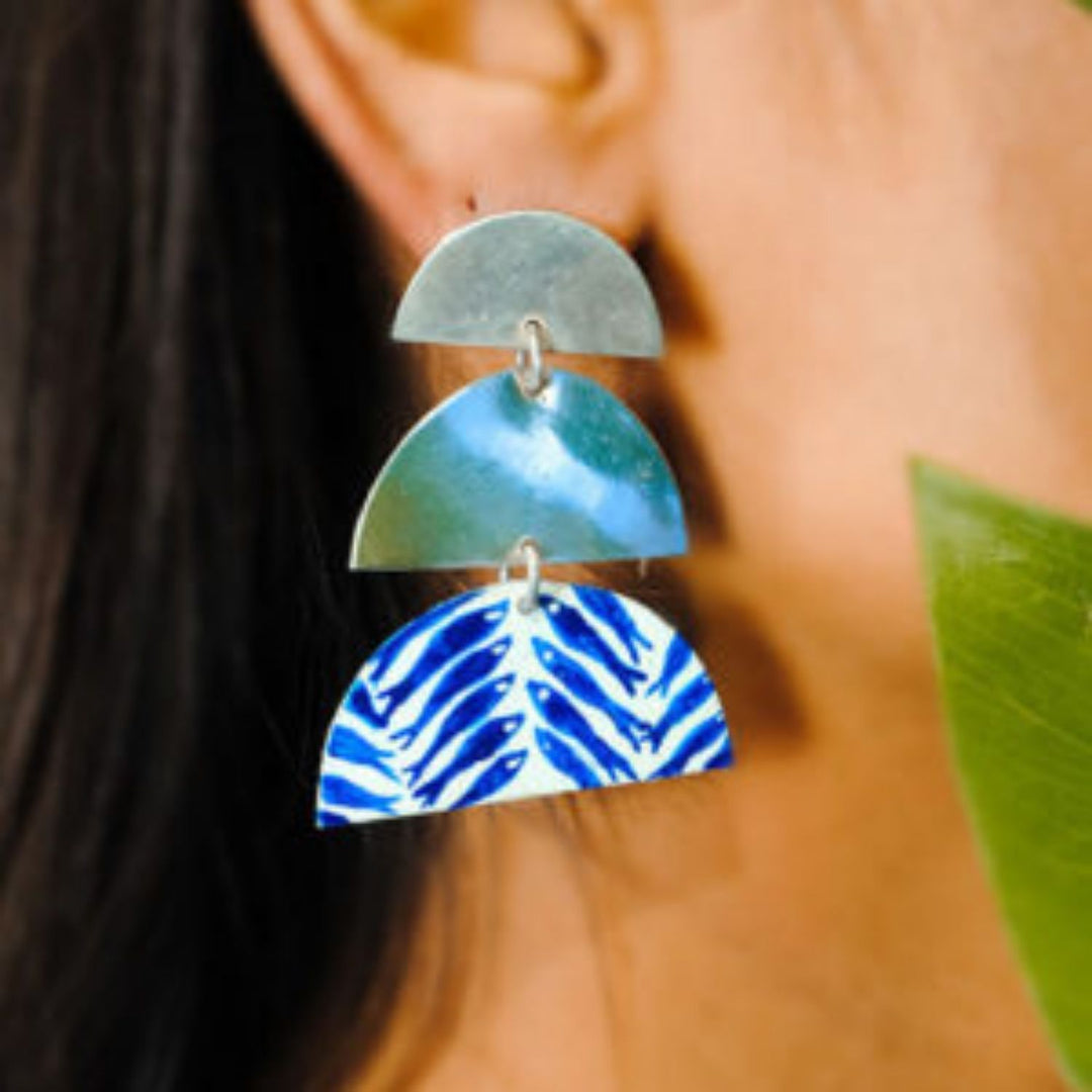 Ichthus Fish  Earrings | Silver Jewellery | Hand Painted Earrings | Exquisite Design