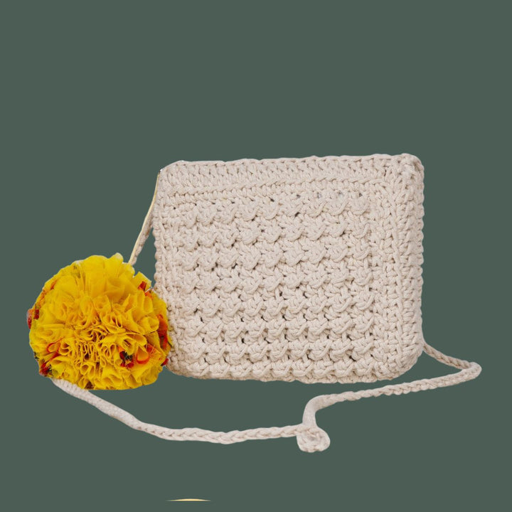 Mini CB Sling Bag | Hand-Crochet | Cotton Yarn | Off White