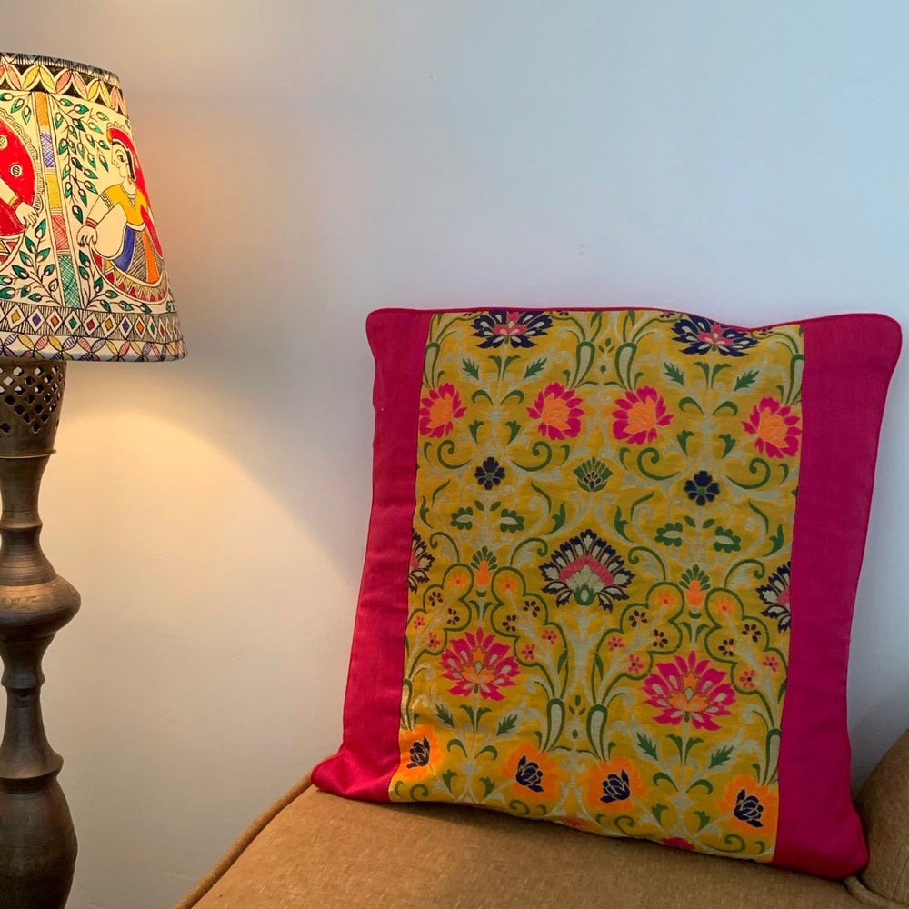 Banarasi Cushion Cover | Festive and Vibrant Decor | 16" x 16"