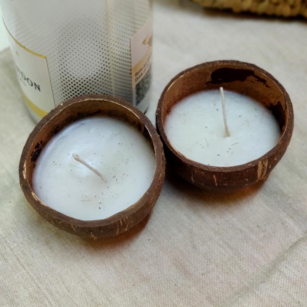 Natural Coconut Shell Soy Wax Candles | Organic | Handcrafted | Pack Of 2