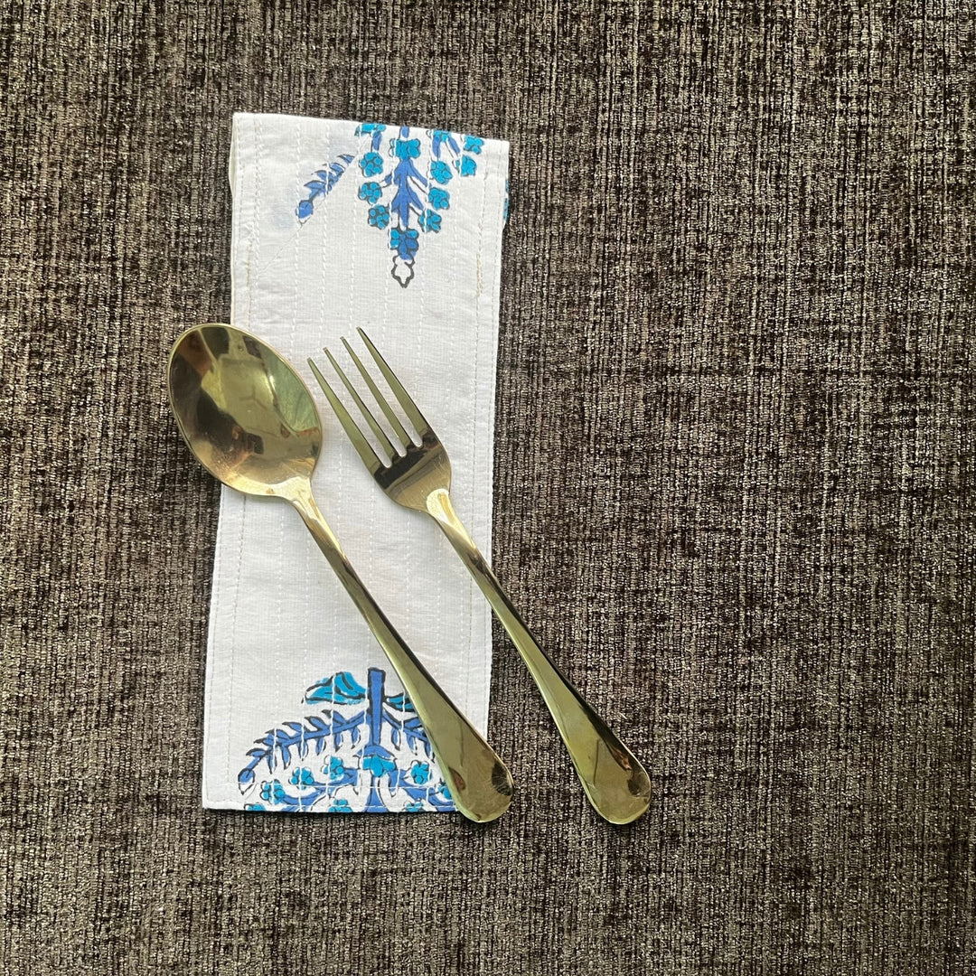 Patchwork Cotton Cutlery Pouch | Travel Friendly Flatware Wrap