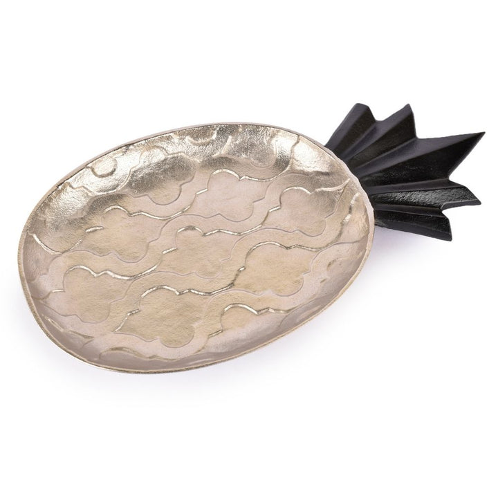 Nickel Finish Black Pineapple Serving Platter | Dining Room Decor | Artisanal | Hand-Crafted | 19 Inch