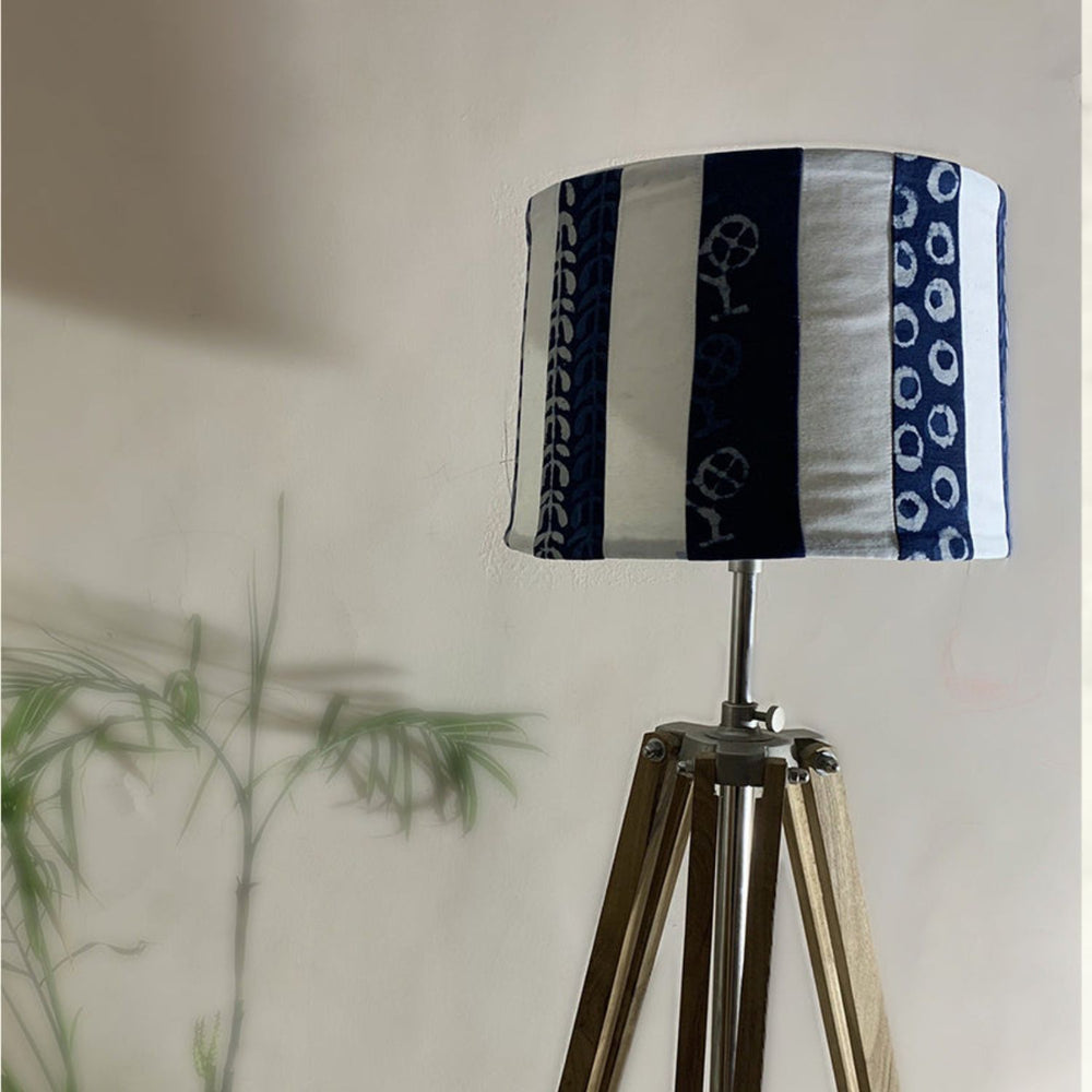 Cotton Striped Removable Lampshade Cover | Hand-Crafted | Earthy Blue