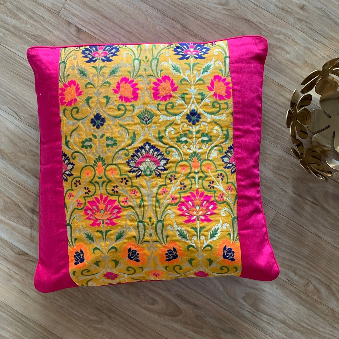 Banarasi Cushion Cover | Festive and Vibrant Decor | 16" x 16"