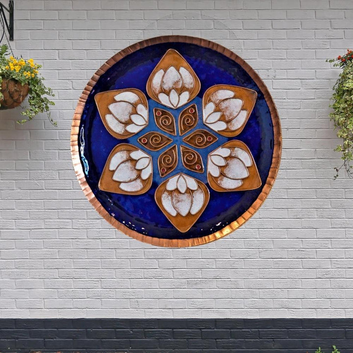 Decorative Wall Plate | Lotus In The Petal | Copper Ware | Hand-crafted | Blue