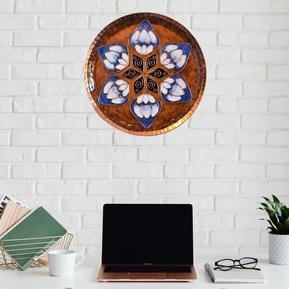 Lotus In The Petal Decorative Plate | Copper Ware | Hand-crafted | Brown