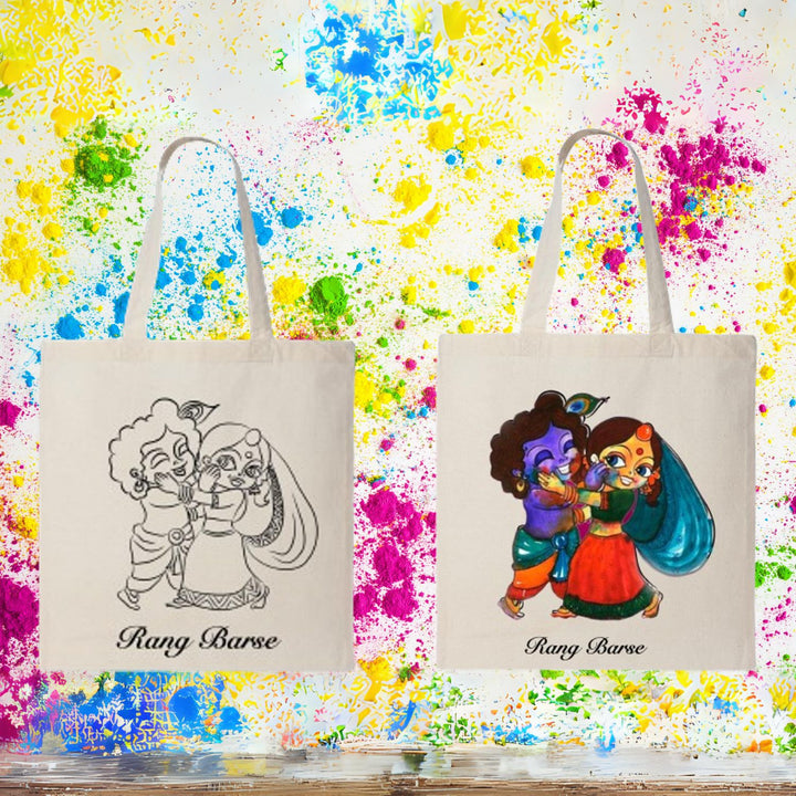 DIY Colouring Rang Barse Holi Tote Bag | Eco-Friendly | 100% Biodegradable