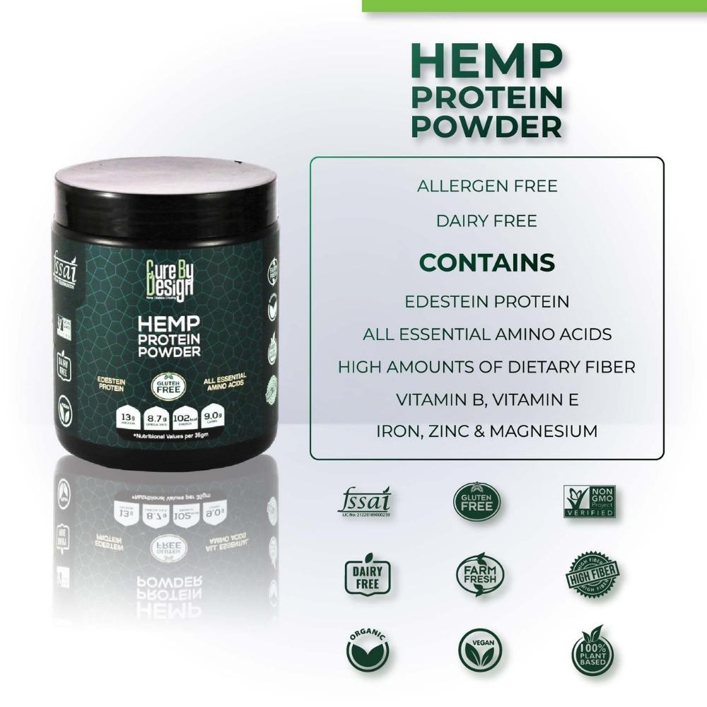 Hemp Protein Powder | Edestin Protein | Natural | Vegan | Gluten Free | 250 GM