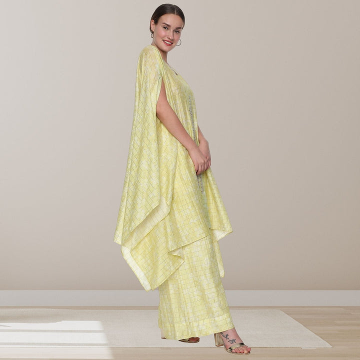 Sunehri Kurta Pallazo Set | Kaftan Style | Sophisticated | Festive Wear | Pastel Yellow