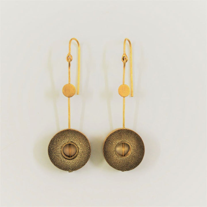 Rhea One Dot Earrings | Hand- Crafted | 92.5 Silver & Gold Plated Recycled Brass & Bamboo