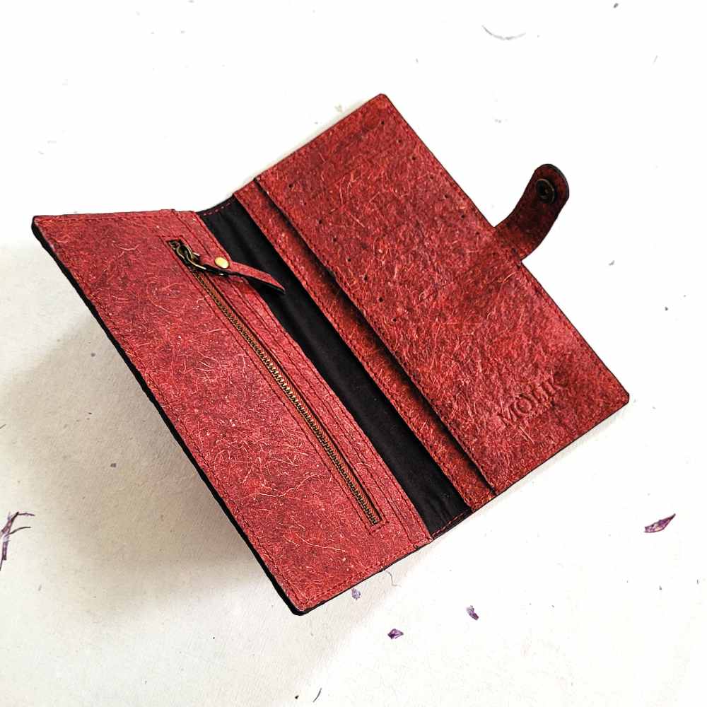 Hand wallet, Coconut leather, hand-crafted, Charcoal Grey Hand Wallet, Made of Coconut Leather, Natural Dye, Vegan, 