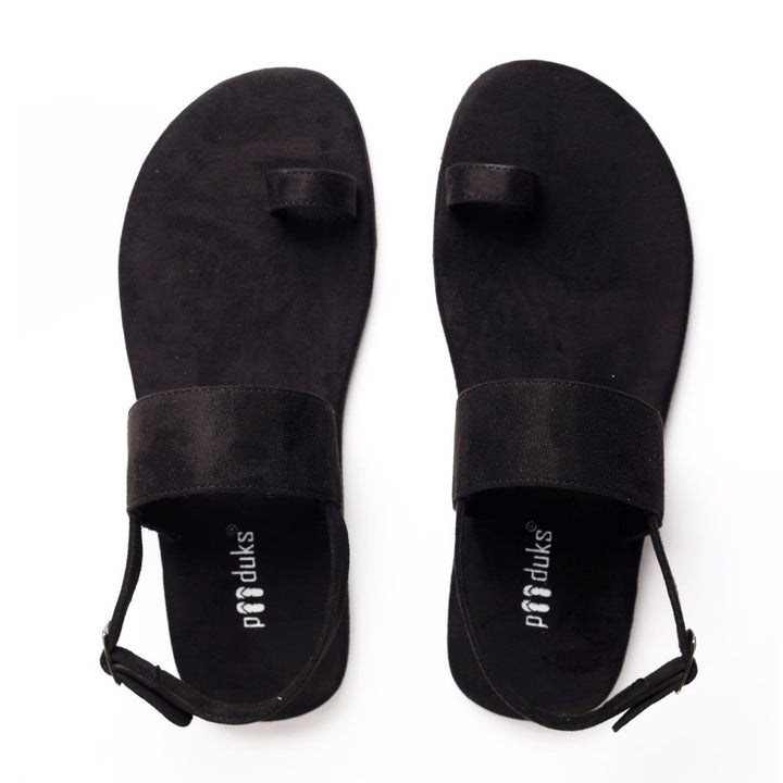 Black Flat Sandals For Men | Designed and Made Sustainably by Artisans