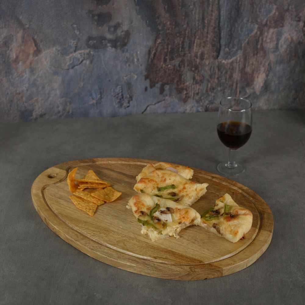 Wooden Oval Grooved Platter Cheese Board | Dining Room Decor | Artisanal | Hand-Crafted | 15"