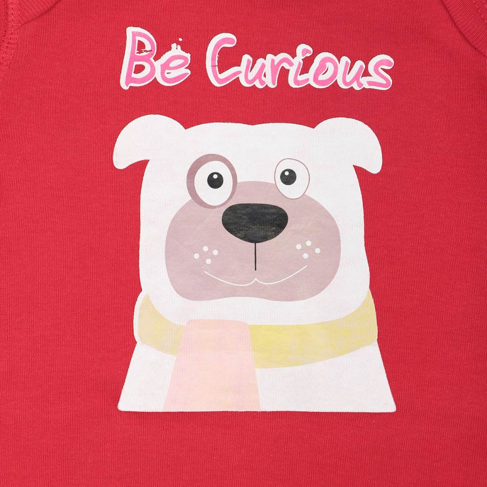 Be Curious Unisex Baby Romper | Comfort fit | Natural | Soft Cotton | Red