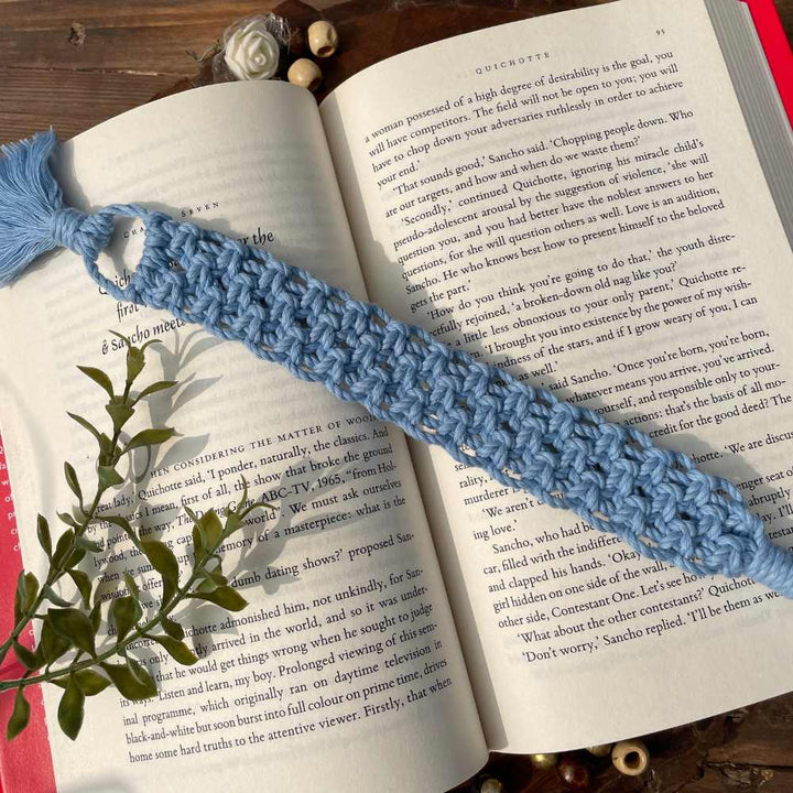 Bohemian Hand-Crafted Bookmark With Tassels | Macrame Craft | Natural Cotton | Hand-Made | 10"