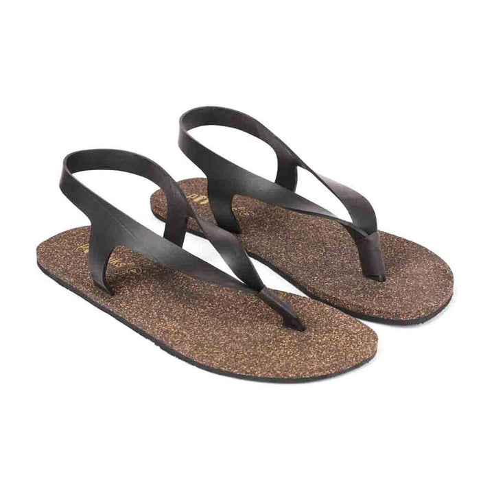 Black Thong-Strap Waterproof Cork Sandals | Unisex | Vegan & Biodegradable