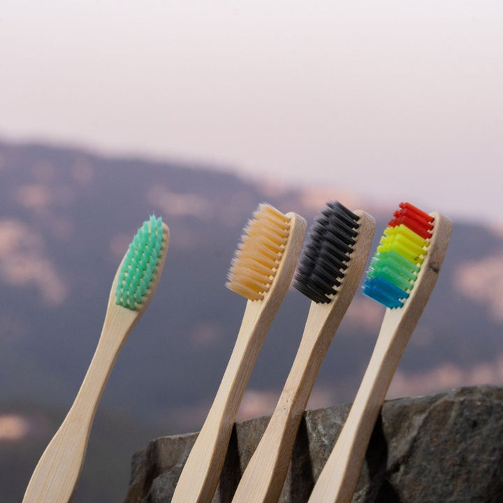 Bamboo Toothbrush | Colourful Bristle | Natural | Anti- Bacterial | Pack of 4