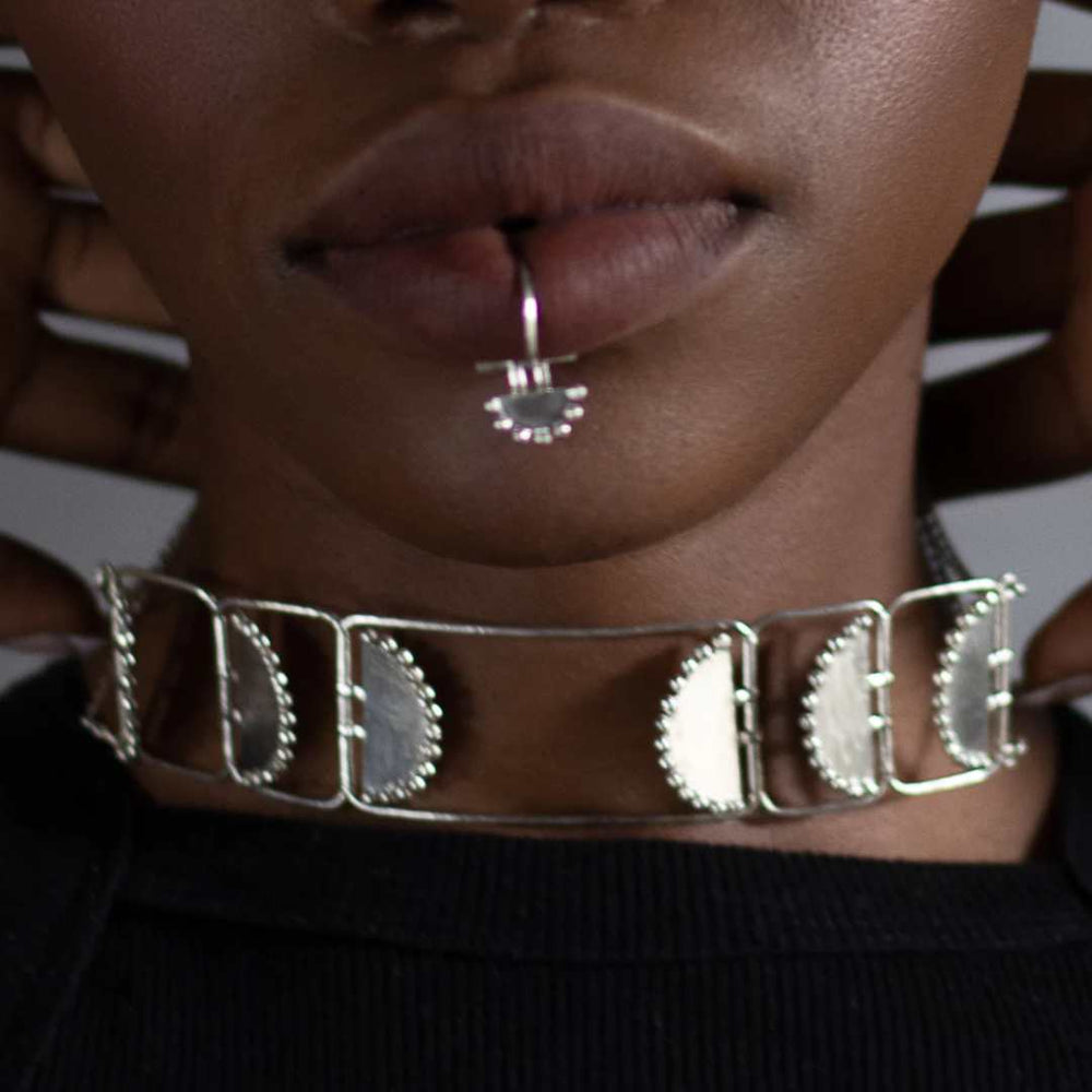 Choker | Hand-Crafted Silver | Tribal Piercing Inspired Design | Contemporary | Subtly Modern