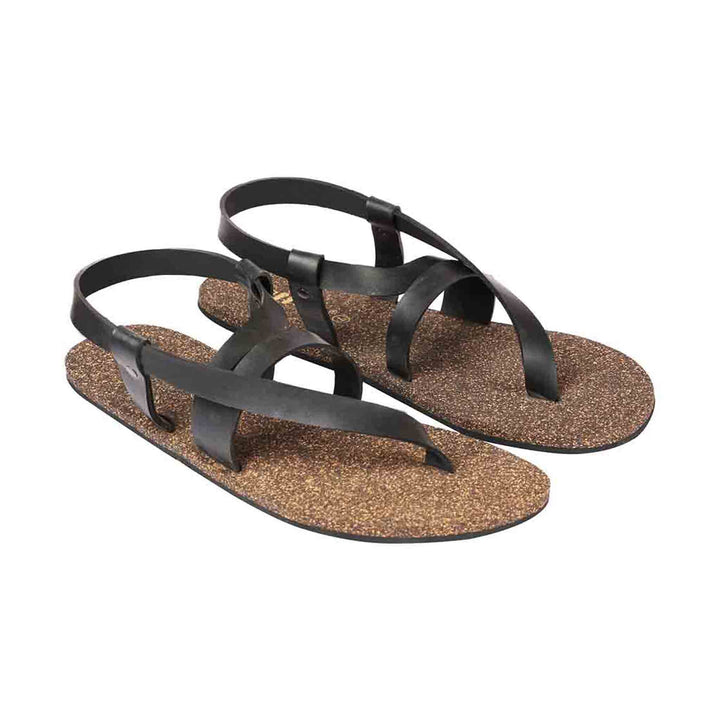 Muddy Brown And Black Flat Sandals for Men | Recycled Strap & Waterproof Cork