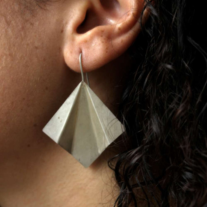 Origami Inspired Earring | Two-Fold | Sterling Silver | Clean And Sharp | Minimal Design