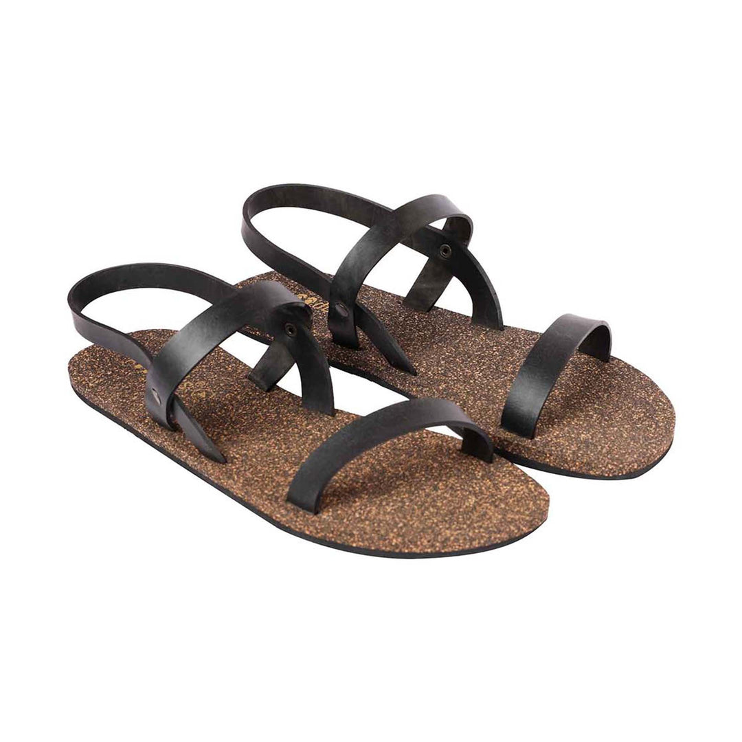 Black Cork Flat Sandal for Women | Redefine Fashion & Functionality | Odor-free