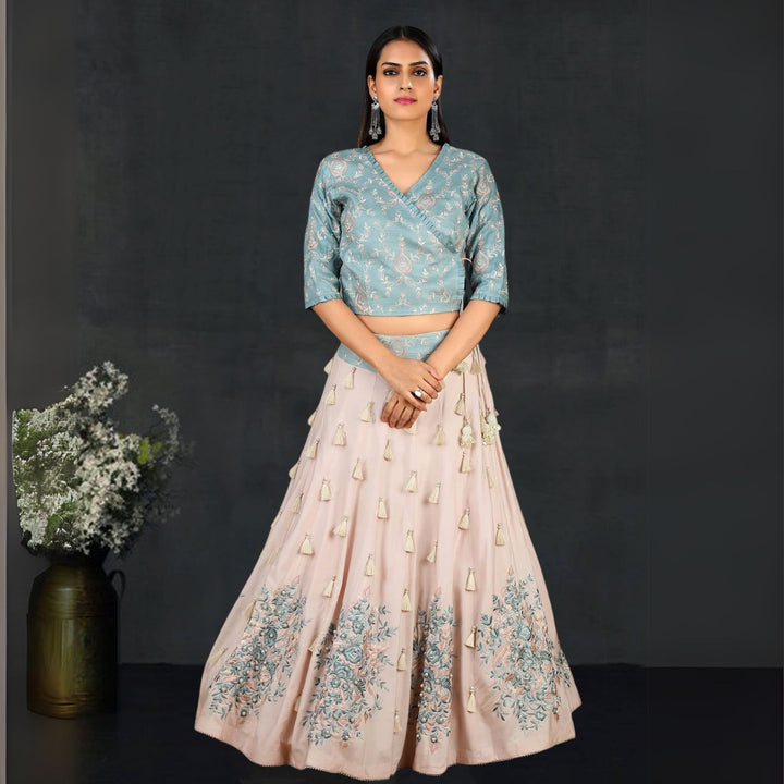 Parineeta Tussar Silk Lehenga Set | Hand-Crafted | Embellished | Elegant | Graceful