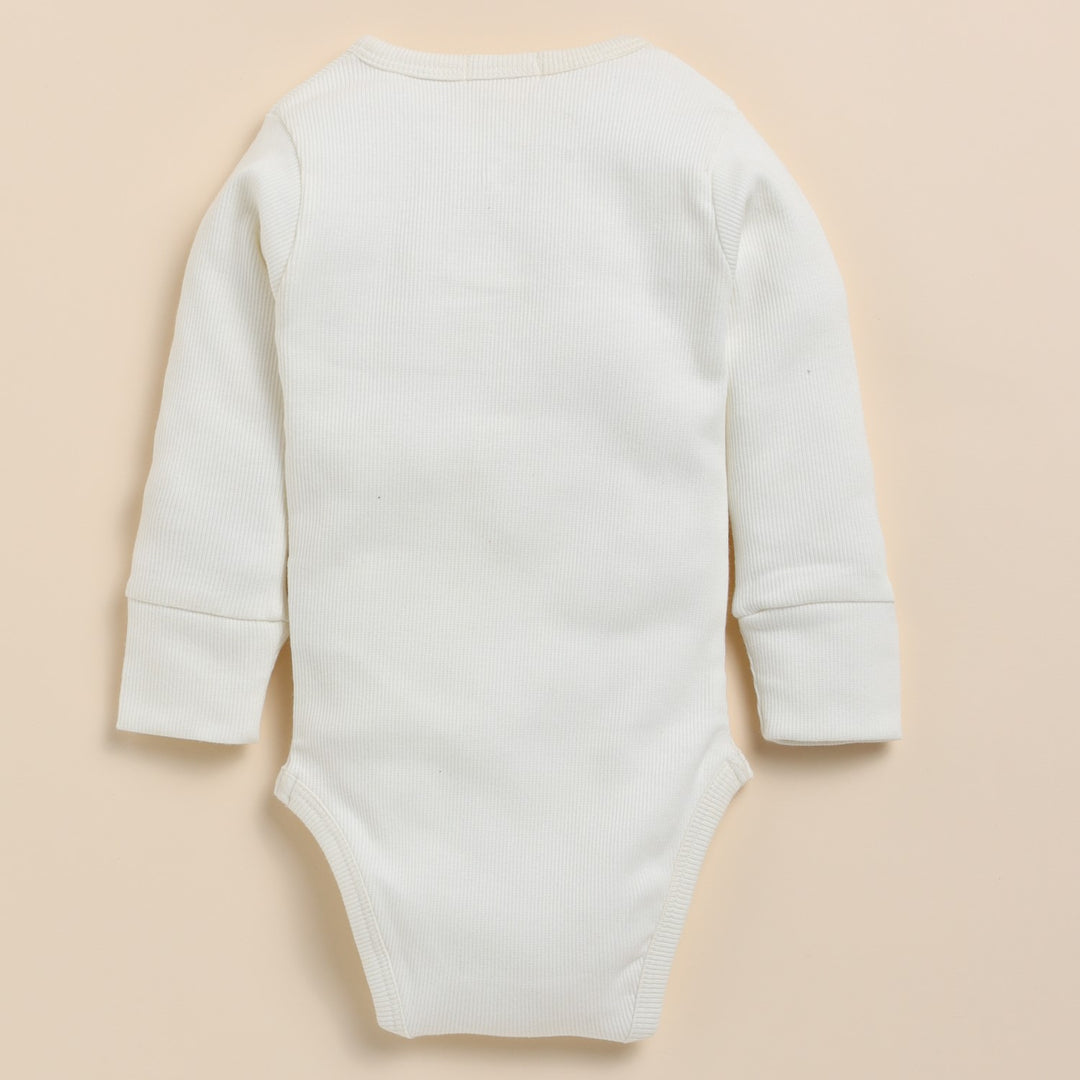 Soft Cotton Baby Bodysuit | Combo Pack of 2 | White & Ginger