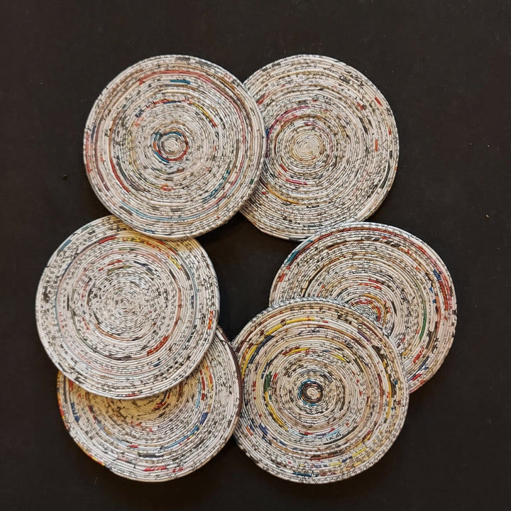 Round Coasters | Hand Crafted | Aesthetic | Unique | Paper Coiling Craft | Set of 6