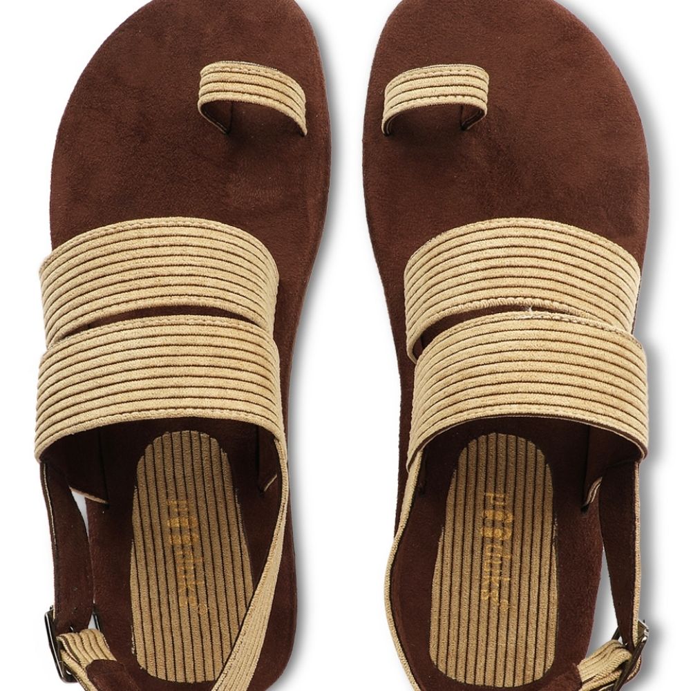 Sef Sand Beige Men Sandals | Breathable & Textured Corduroy | Comfort Fit