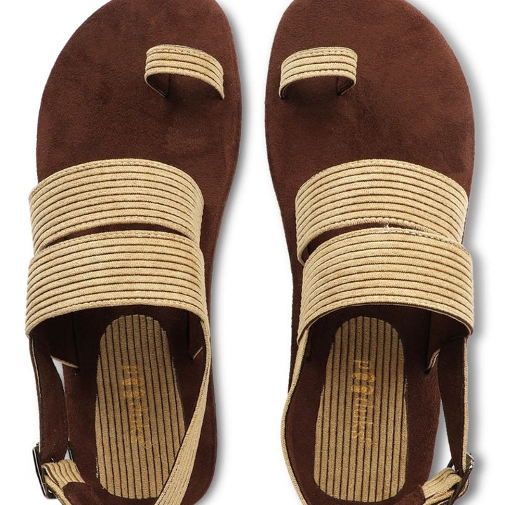 Sef Sand Beige Men Sandals | Breathable & Textured Corduroy | Comfort Fit