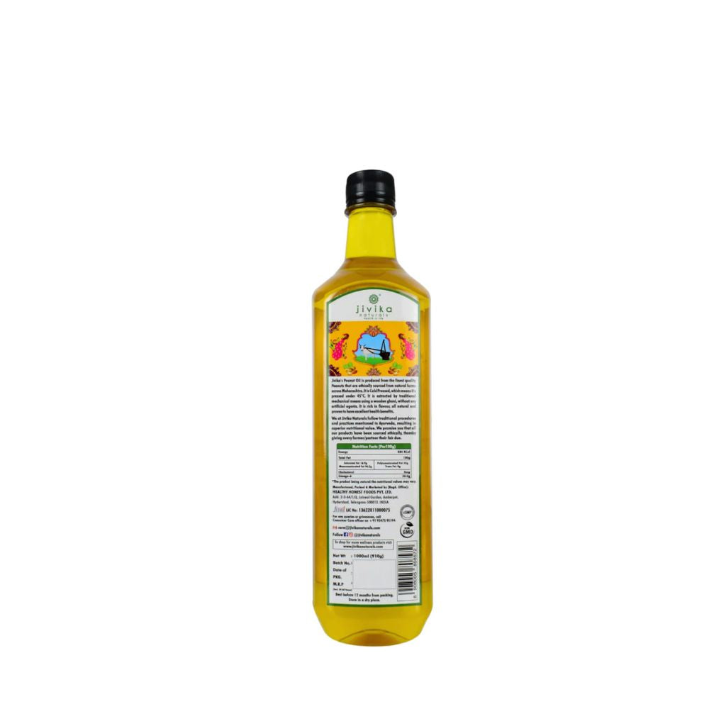 Peanut Oil | Heart-Smart Oil | Wooden Ghani Cold Pressed | Organic & Pure | Pet Bottle of 1 L