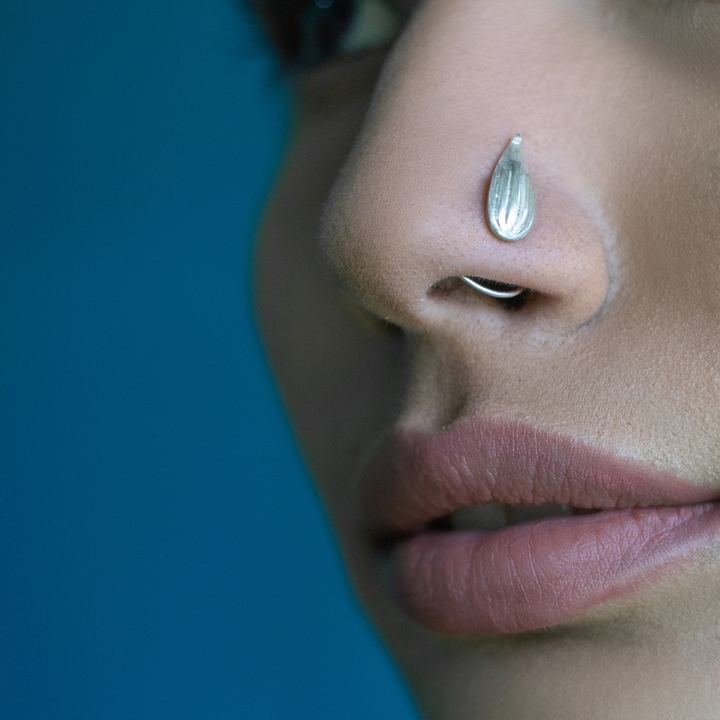 Pure Silver Nose Pin | Eclectic Style | Petal Lined | For Global Traveller | Bare Minimal Designing