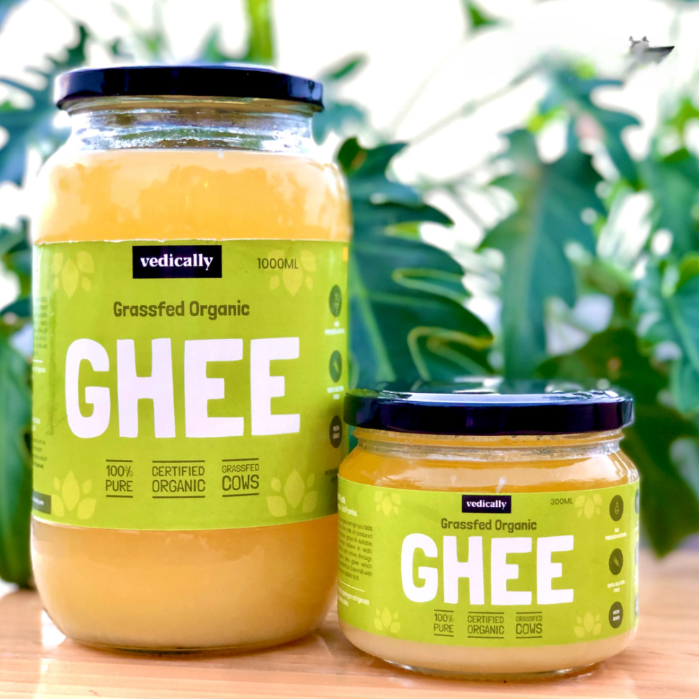 Grass-fed Organic Ghee | Bilona Churn | No Trans Fat | Pure | Organic | Glass Jar of 500 ML