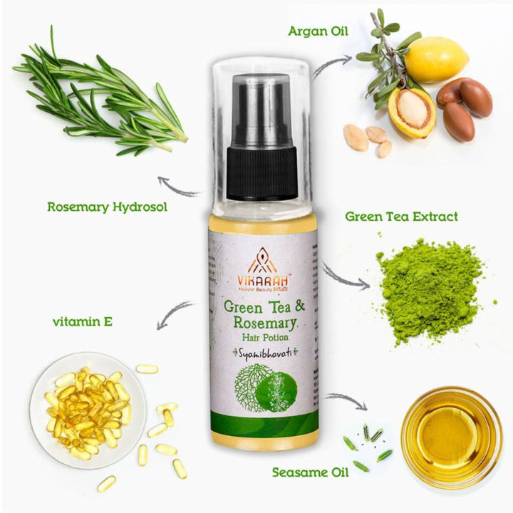 Hair Potion/Serum | Green Tea & Rosemary | Ideal For Premature Greying | 60 ML