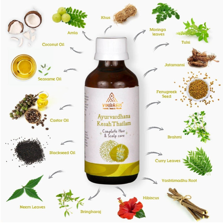 Ayurvedic Hair Oil | For Oily & Infected | Silky Shine | Made of Goat Milk and Wild Herbs | Complete Hair and Scalp Care 