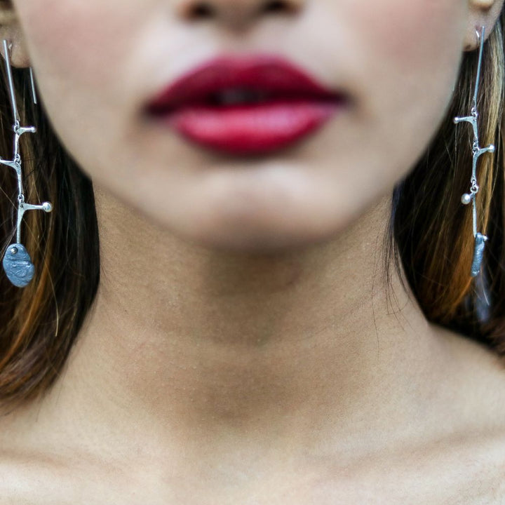 Dangling Earrings | Silver And Reclaimed Aluminium Nuggets | Exquisite Design | Unique