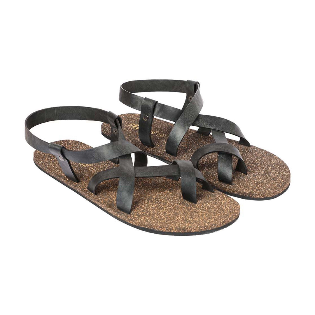 Waterproof Cork Slingback Sandals | X Cross Designed Flats for Men | Brown