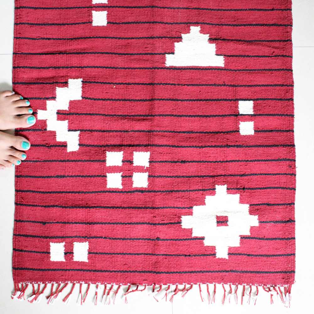 Red Square Mat | Hand-Crafted | Cotton | 24" x 24"