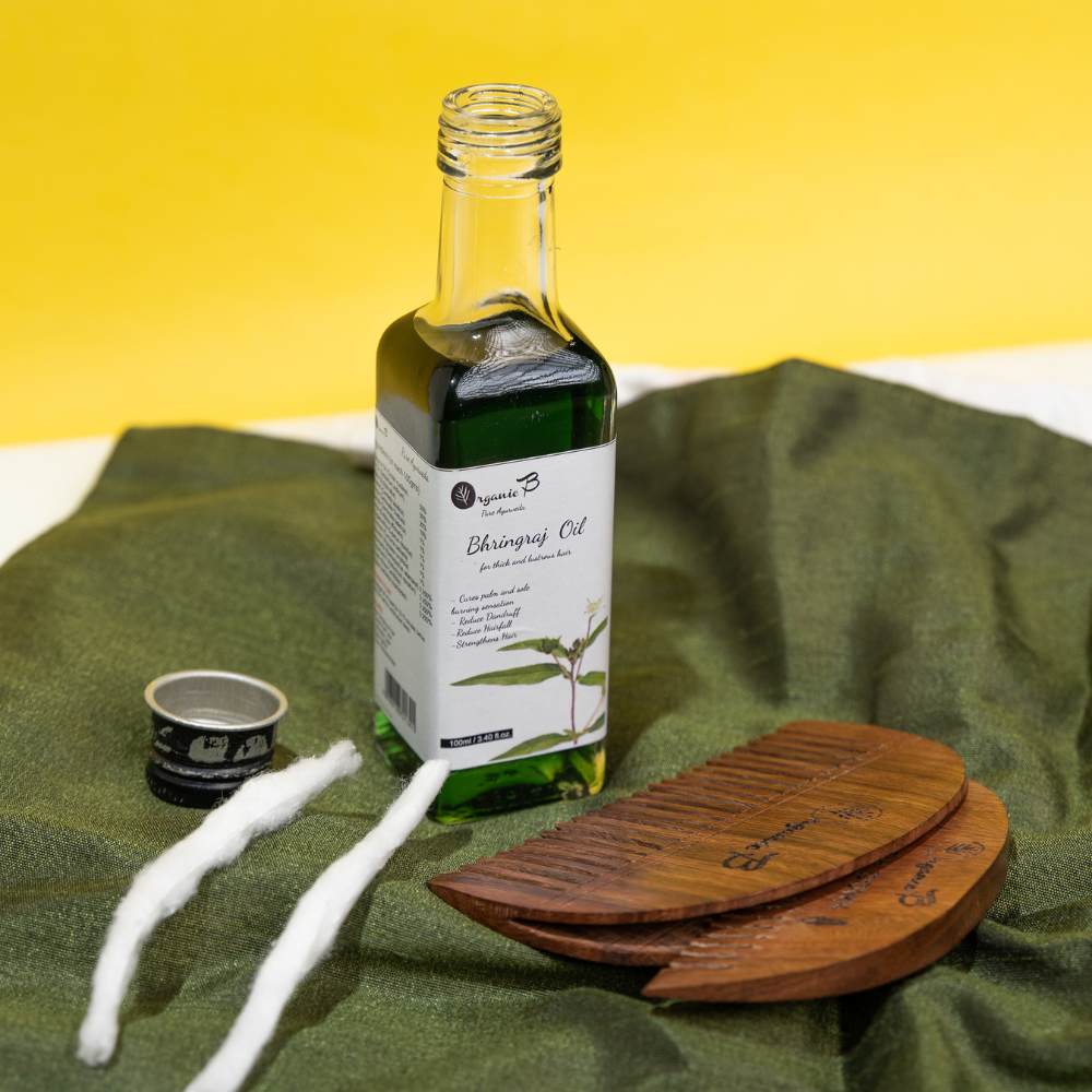 Bhringraj Oil With Wooden Applicator Combo