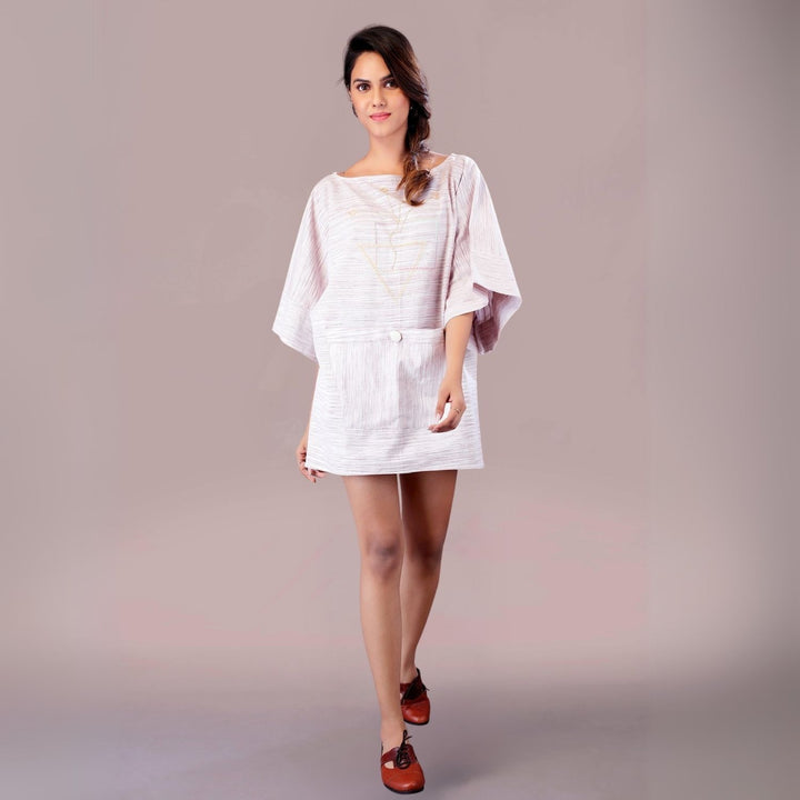 Bree Boxy Top-cum-Dress | Hand-Embroidered | Relaxed Fit | Casual Dressing | Lilac