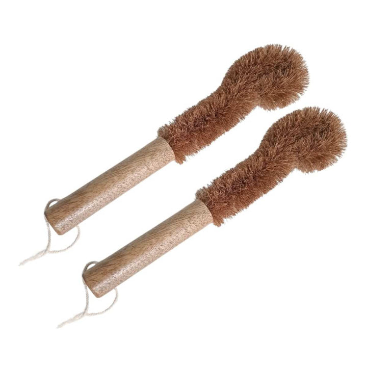 Glass Utensil Cleaning Brush| Sustainable | Coconut Coir & Mango Wood | Set of 2