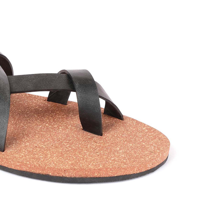 X Cross Slingback Waterproof Cork Brown Sandals | Flats for Men | Vegan