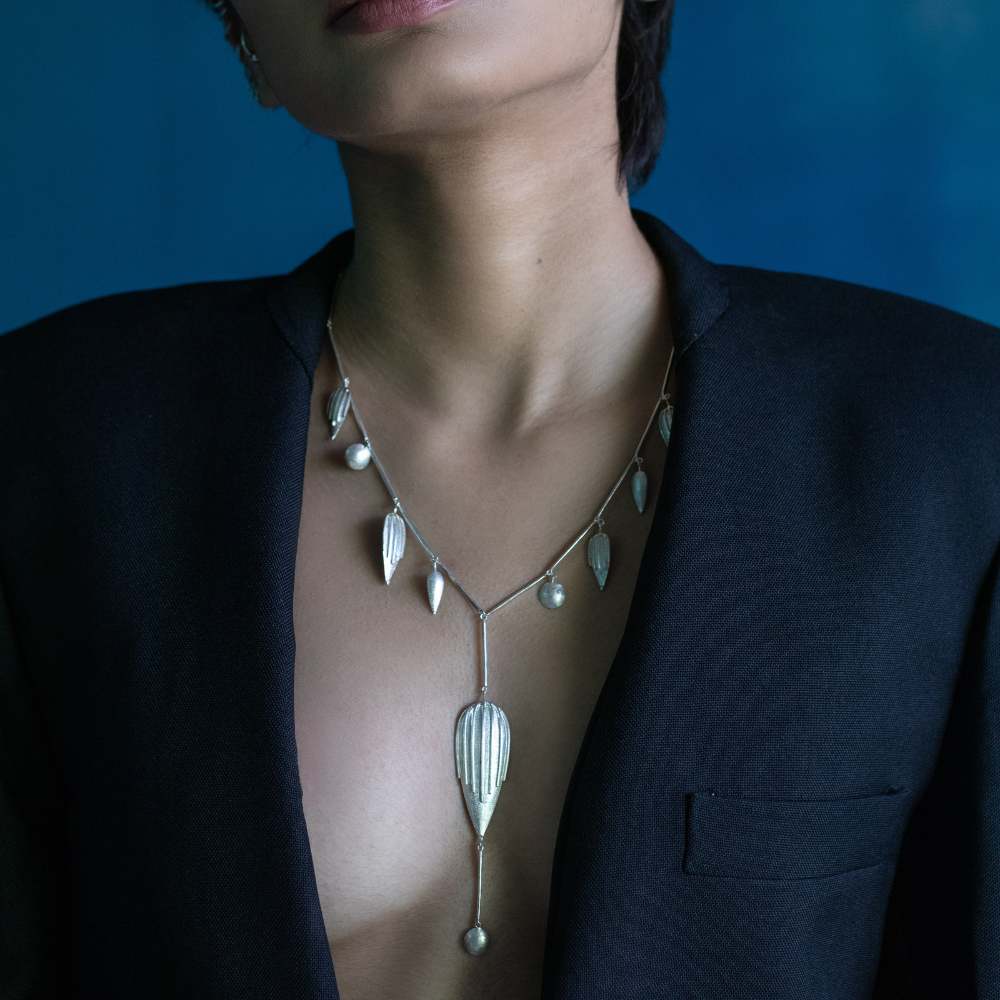 Pure Silver Necklace | Eclectic Style | For Contemporary Traditionalist | Subtly Modern Jewelry