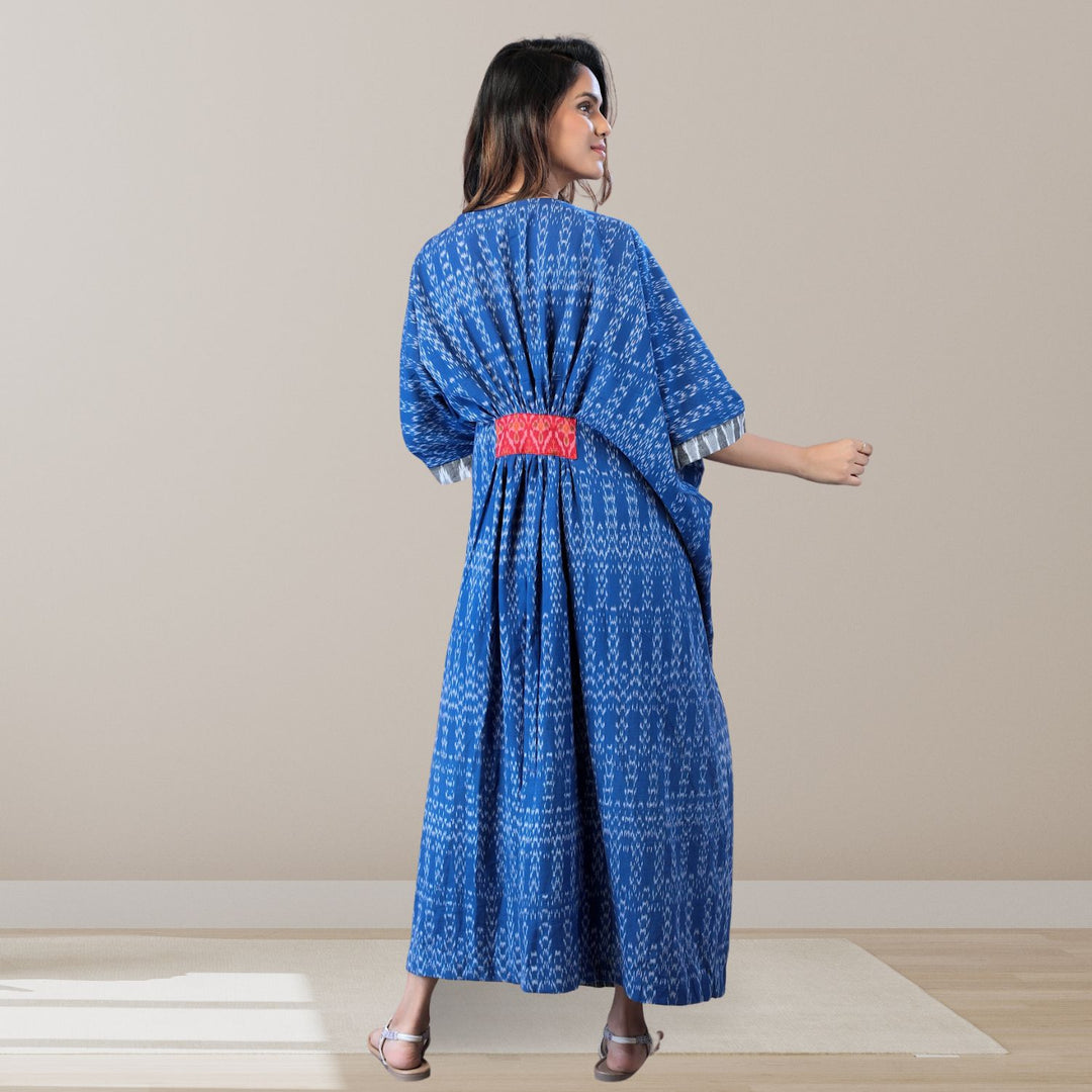 Mila Ikat Kaftan Dress | Cotton | Hand-Crafted | Chic Essence