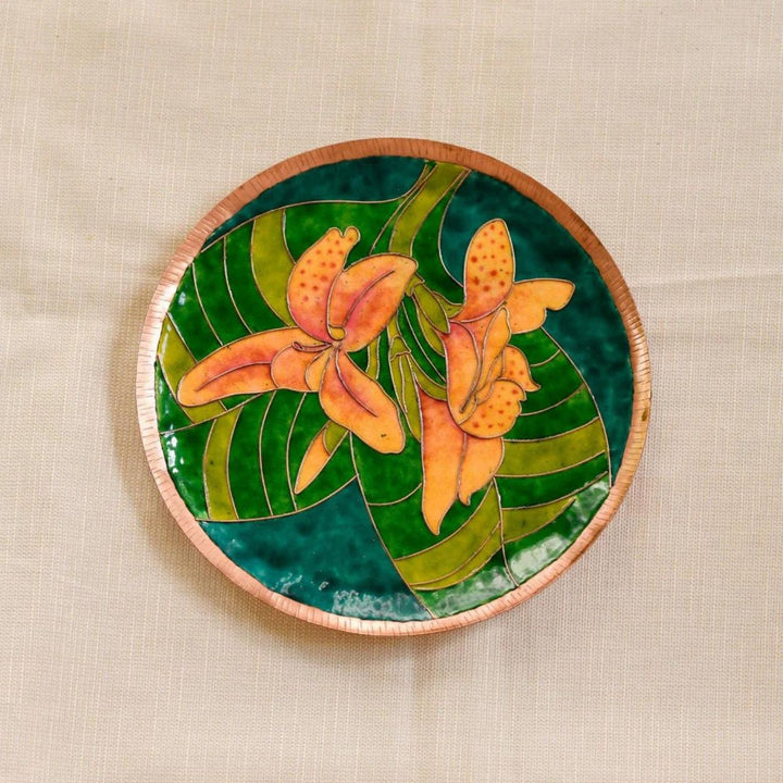 Decorative Plate | Home Decor | Wall Accent | Copper Craft | Hand-Crafted | Green