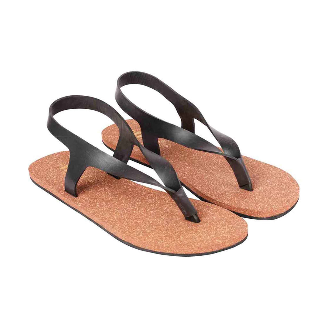 Thong-Strap Waterproof Cork Brown Sandals | Flats for Women | Vegan