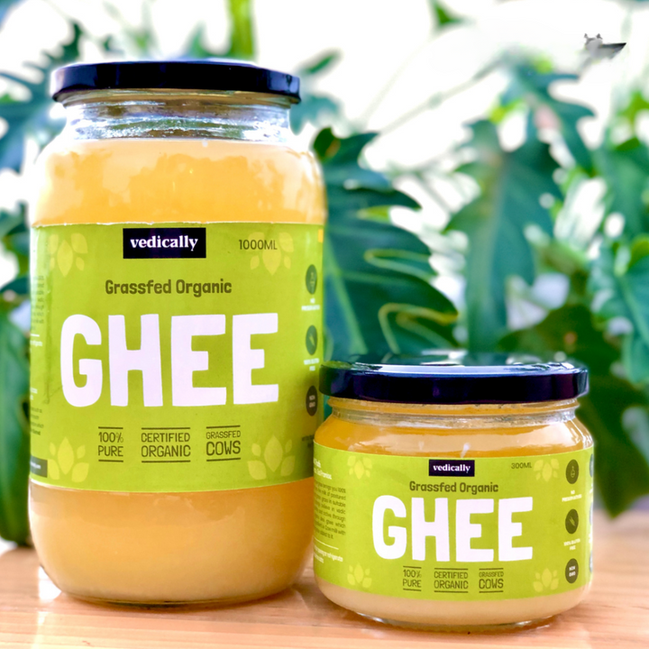 Grass-fed Organic Ghee | Bilona Churn | No Trans Fat | Pure | Organic | Glass Jar of 300 ML