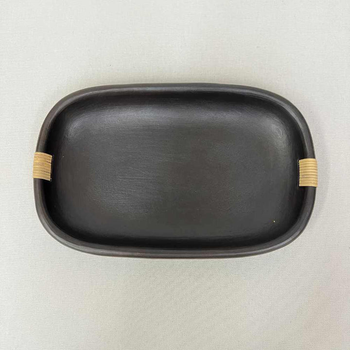 Black Stone Clay Pottery Tray | Hand-Crafted | 6" x 9"