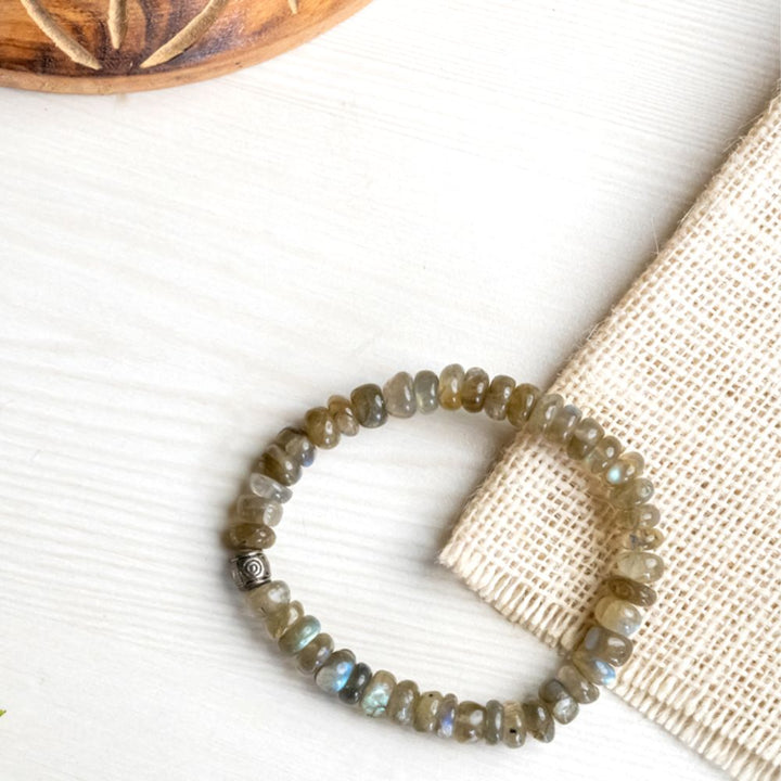 Earthy Bracelet | Certified Semi Precious Labradorite Stone | Unisex Wear | Hand Crafted