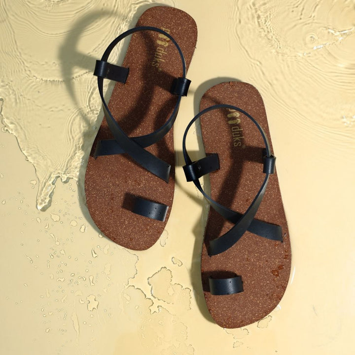 SKO Cork Sandals | Made of Recycle Tyre Tube Rubber | Unisex | Black & Brown